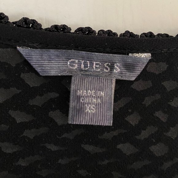 GUESS Black Crochet-Yoke Fringe Shift Dress - Picture 9 of 10